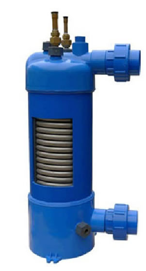 Pool heat exchanger, titanium heat echanger designed to withstand chlorine and salt water.