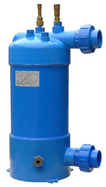 Salt water or swimming pool water heat exchanger for heat pum or air conditioner