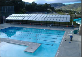 picture of solar heated commercial pool for hotel or community center etc.