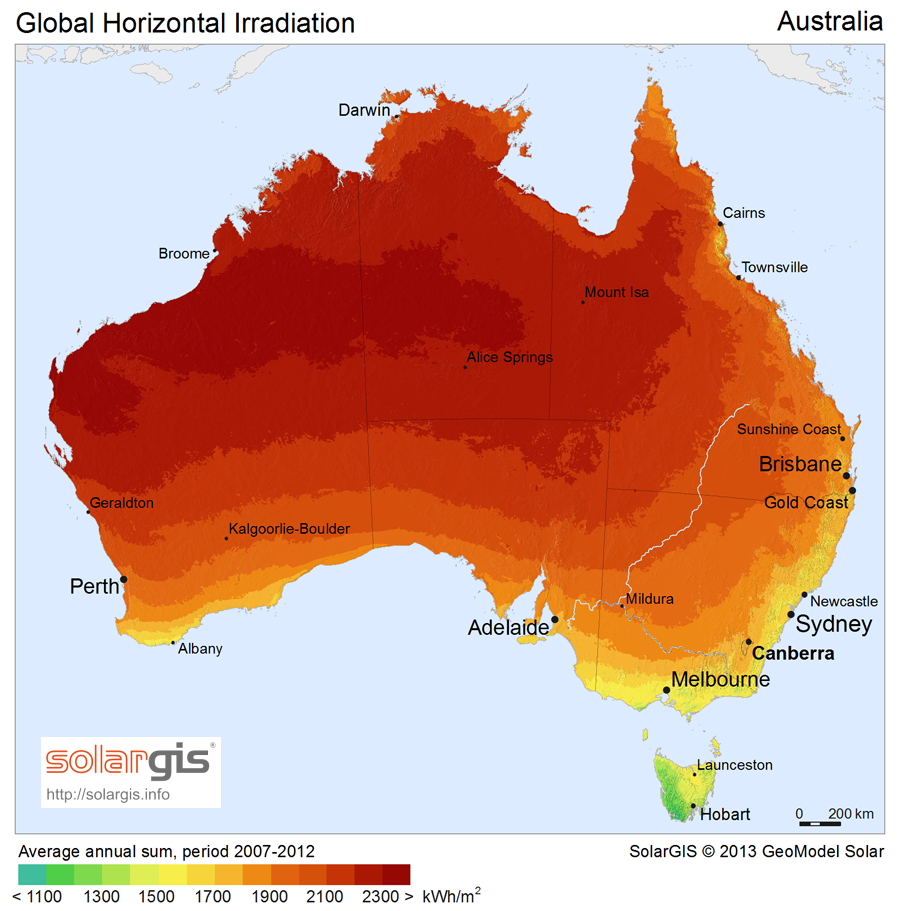 Solar Generation in Austrailia Map