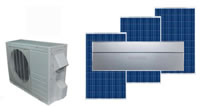 image of solar AC/heat pump with solar panels